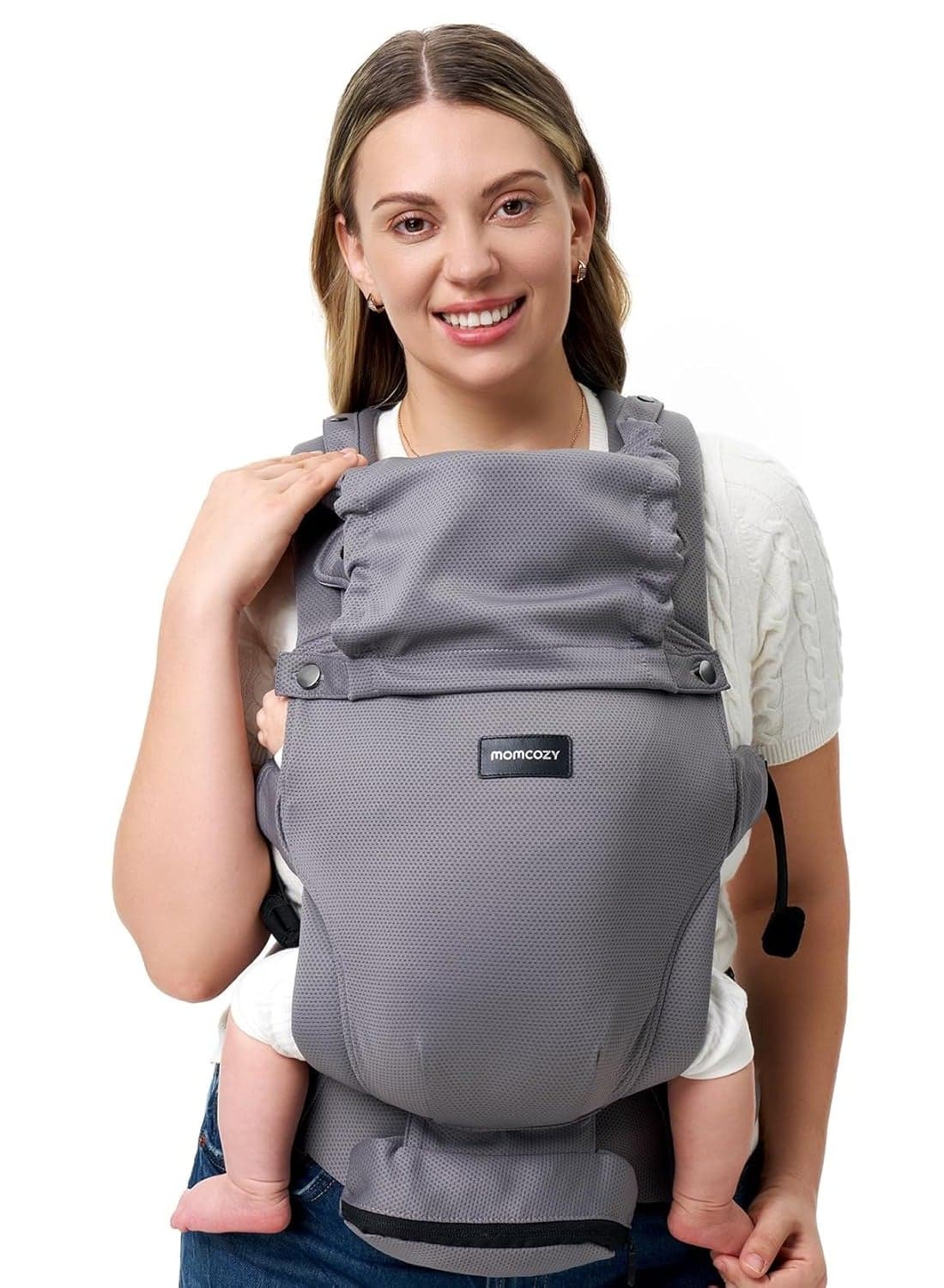 Newborn Baby Carrier - Ergonomic, Cozy and Lightweight Carrier for 7-24lbs, Adjustable Neck Support with Sunshield, Breathable Airmesh Perfect for Summer Outing