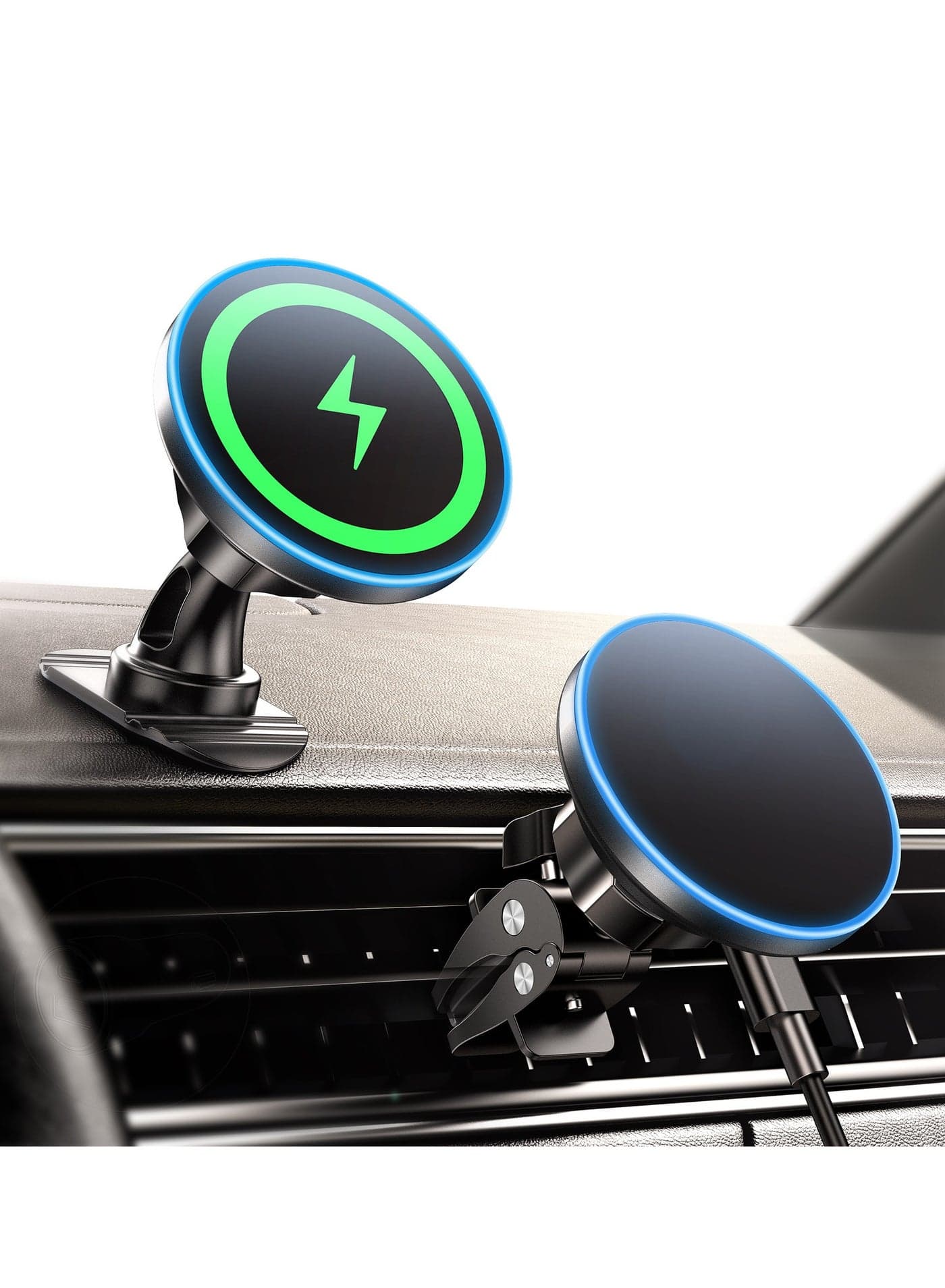 Magnetic Wireless Car Charger Mount, Mag-Safe Compatible Car Mount Wireless Charger, Dashboard & Air Vent Car Phone Mount Compatible for iPhone 15 14 13 12 Pro Max Mini etc