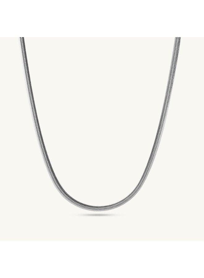 PALMONAS Rhodium Plated Silver Snake Chain for Men