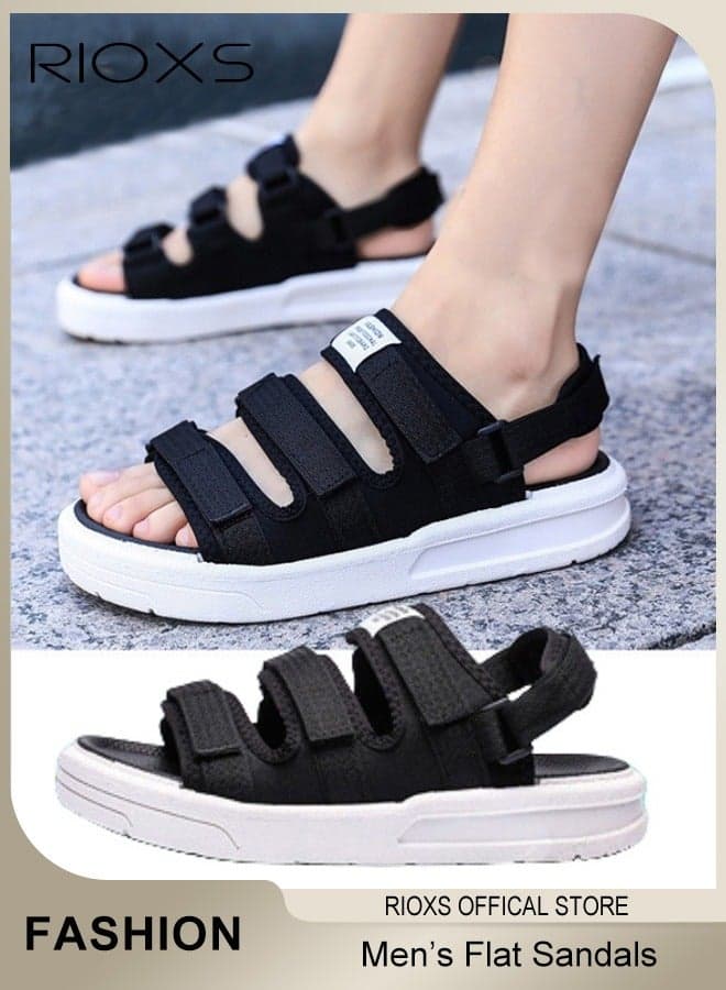 Men's Casual Open Toe Sandals, Water Sandal, Non Slip Beach Sandals for Males, Breathable Sneakers, Pool Slide Adjustable Flat Shoes With Back-Strap, Lightweight Slides Sandals, Comfort Flat Slip-ons
