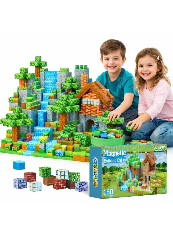 GRAFLO Magnetic Blocks - 150PCS Magnets Cubes, Magnetic Building Blocks STEM Montessori Sensory Toys for 3 4 5 6 7 8-13 Year Old Boys Girls Birthday for Kids