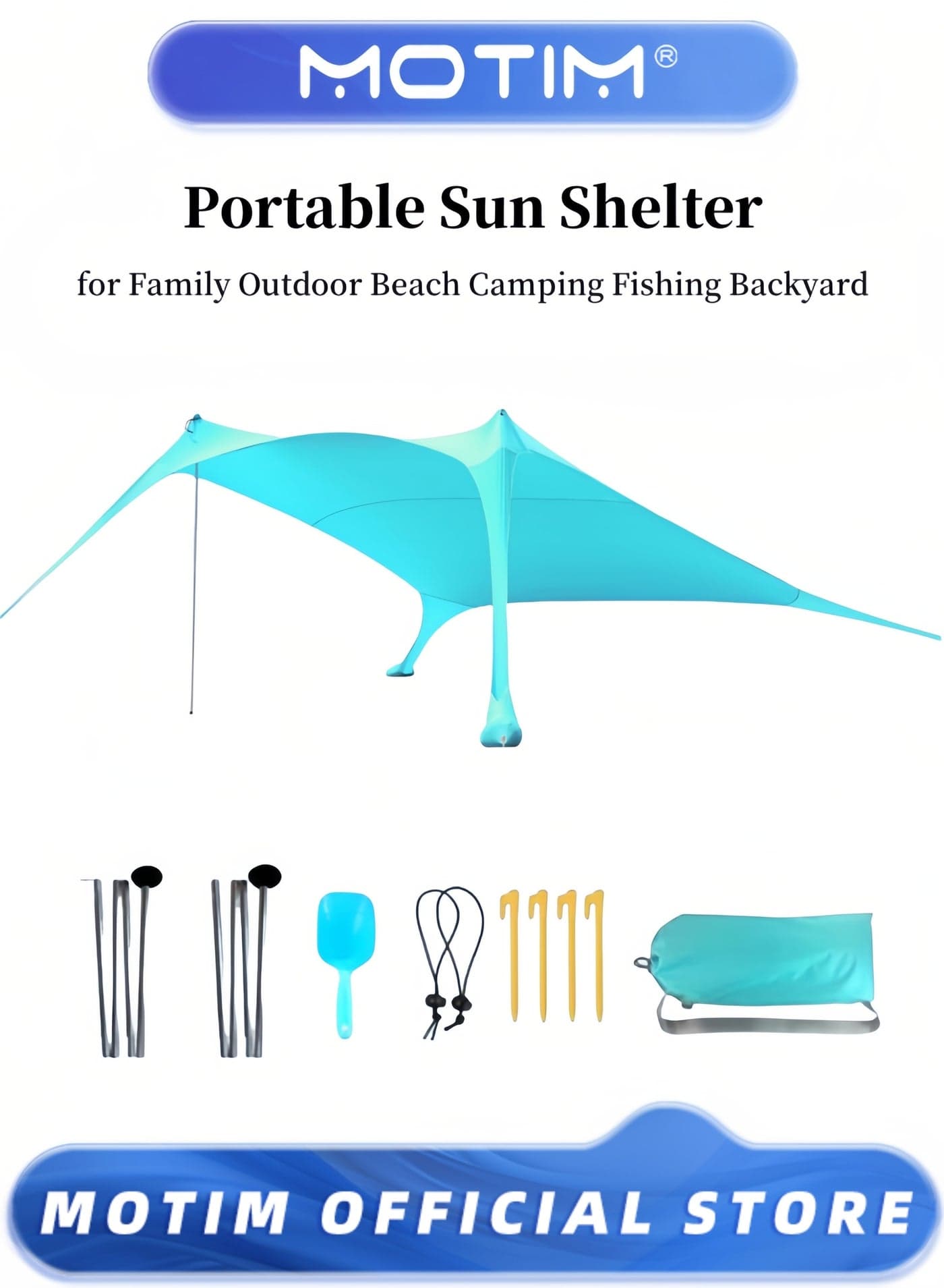 Sun Shade for Beach Portable Sun Shelter with Extra Windproof Rope for Stable Sun Protection Easy Setup for Family Outdoor Beach Camping Fishing and Backyard Picnics(200*210*150cm)