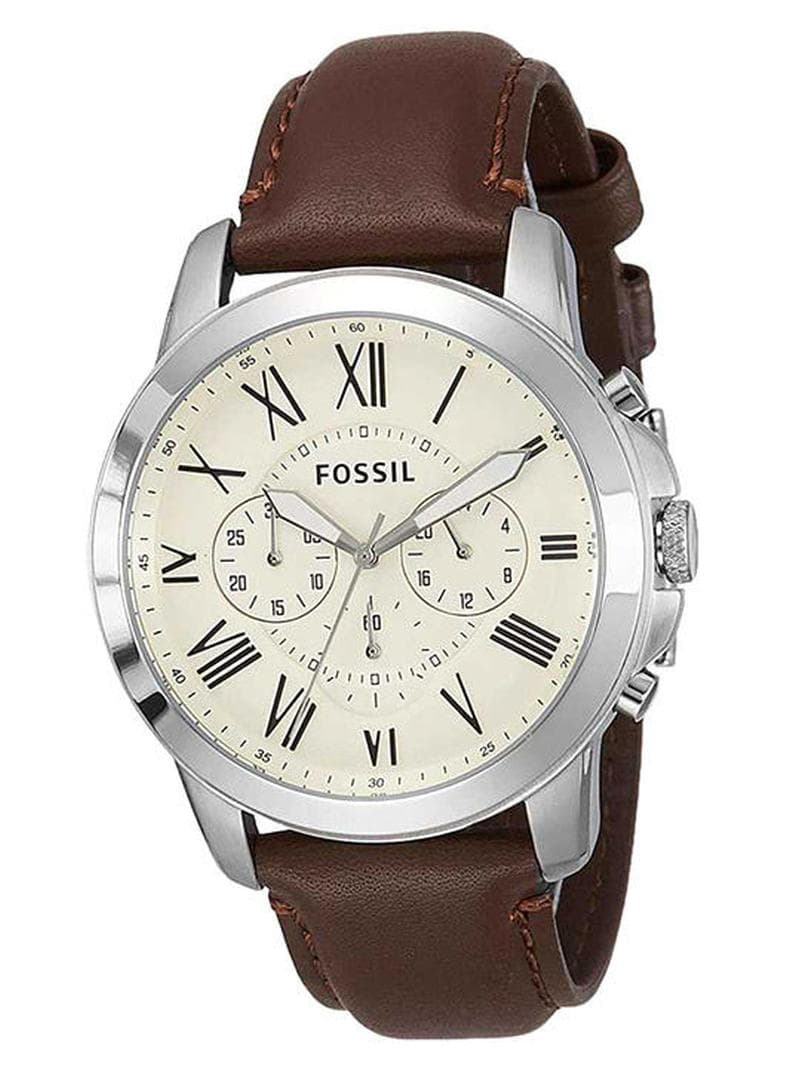 Men Leather Analog Quartz Watch FS4735 - 44 mm - Brown