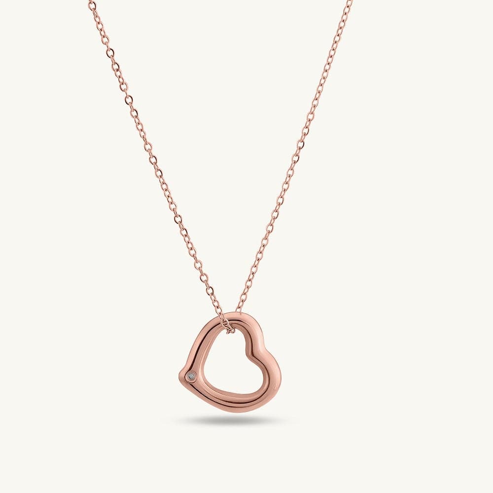 PALMONAS Rose Gold Plated Cute Heart Pendant Necklace
for Women