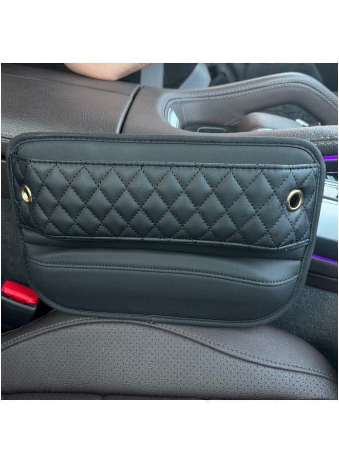 Car Seat Organizer, High Quality Car Leather Seat Gap Filler,Multifunctional Storage Box Accessories, Car Interior Storage (Black)