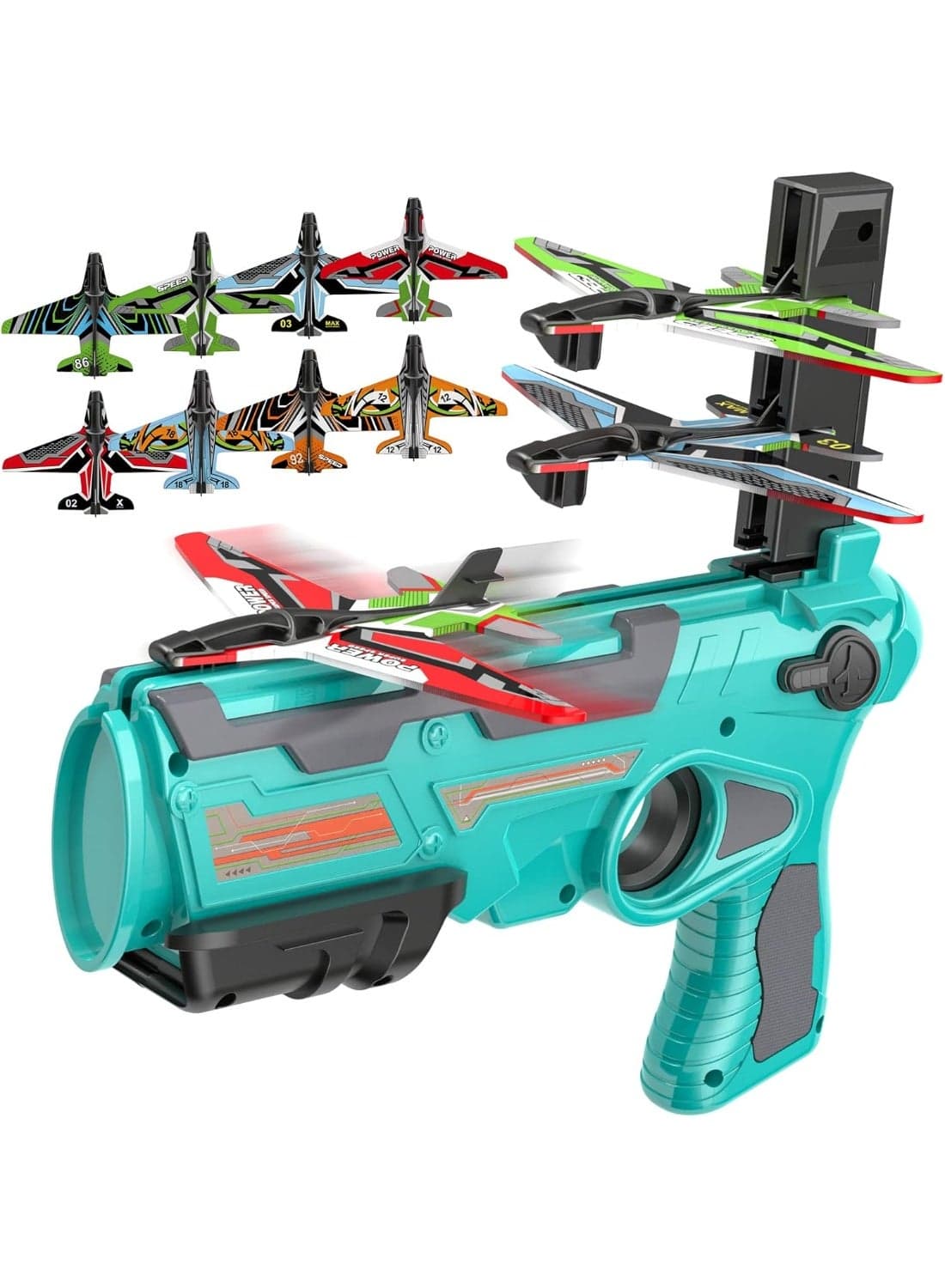 Catapult Airplane Launcher Toy Set with 8 Glider Planes | One-Click Ejection Outdoor Flying Toy for Kids Ages 4-8