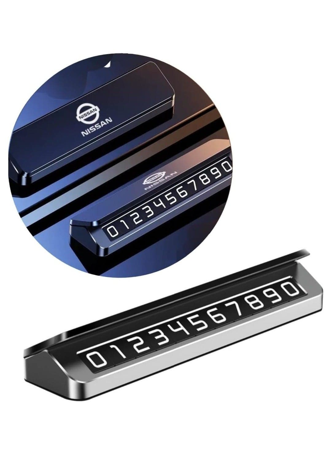 For Nissan Design Logo Car Parking Temporary Stop Phone Number Card Auto Aluminum Parking Card Car Interior Accessories