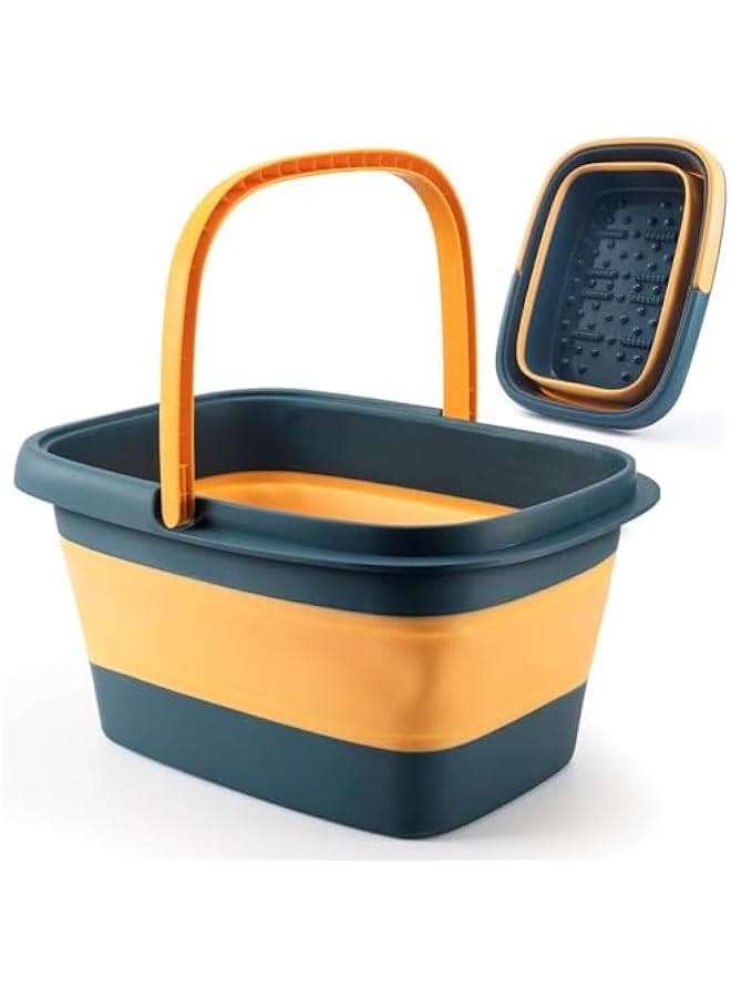 Foot Bath Collapsible Foot Bath Foot Soak Tub with Handle Foot Spa Bath 15L/4 Gallons Massager Foot Soaking Bath Basin Feet for Dry Cracked Feet, Pedicure Foot Soak, Home Spa Treatment (Blue)