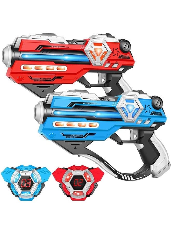 Laser Tag Set of 2-Infrared Multi Function Laser toy and 2 Vests-Indoor&Outdoor Play Toy-Laser Tag Gifts for Boys Girls Teens and Team-Ages for 8 9 10 11 12+