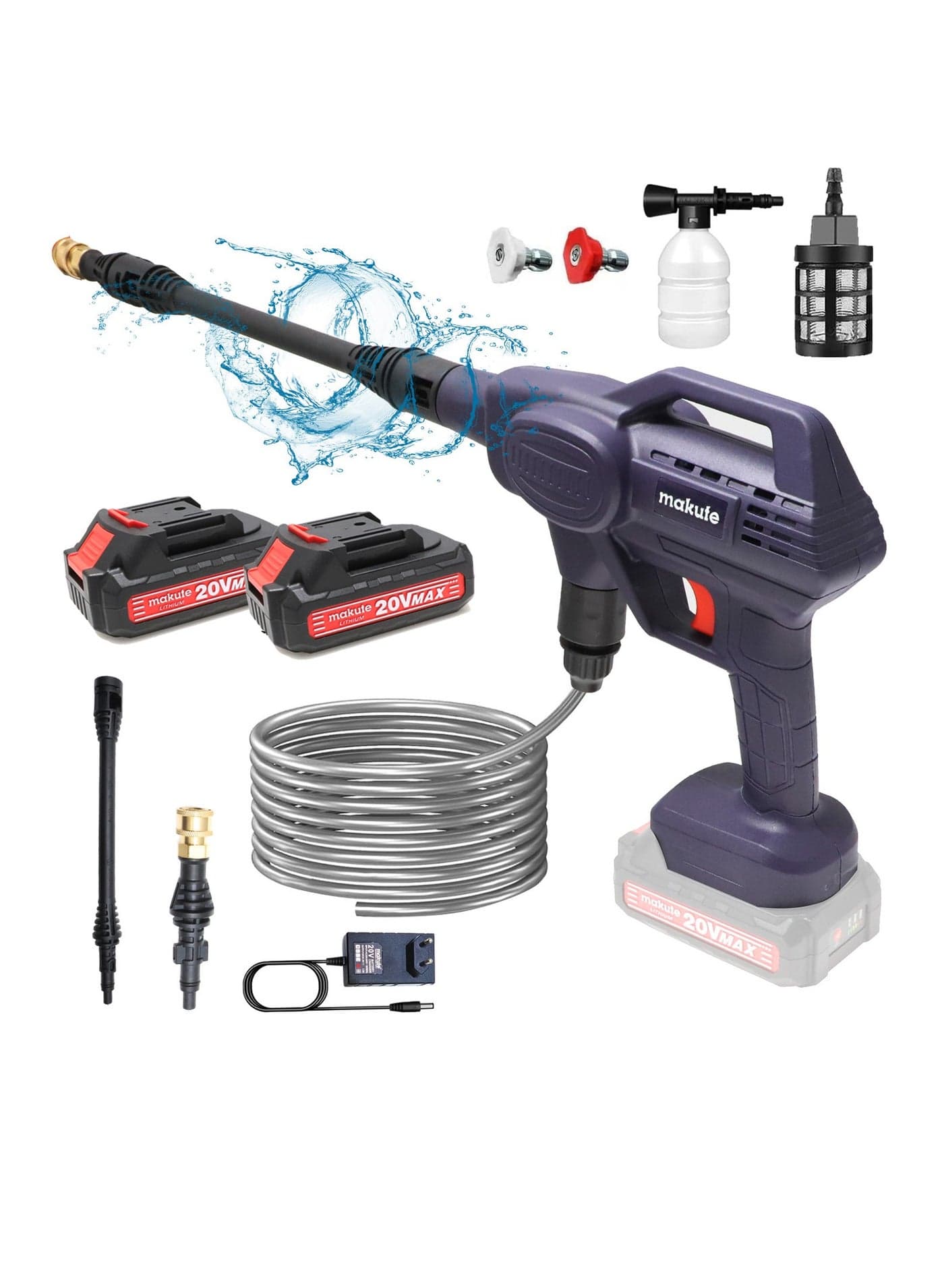 Makute Cordless High Pressure Washer Max Pressure for Car and Outdoor Cleaning (CHPW001-2B)
