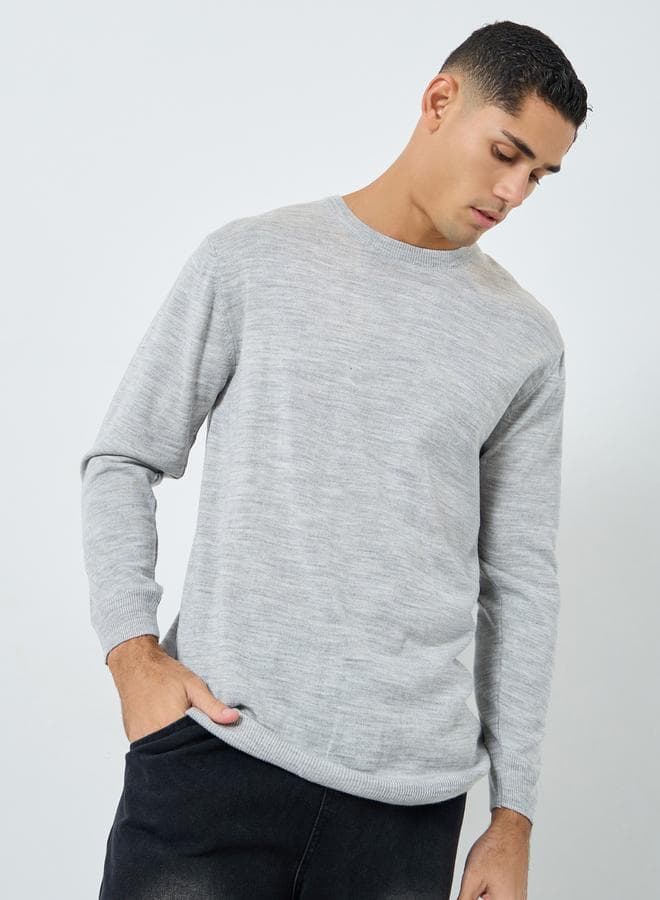 Grey Knit Regular Fit Sweater