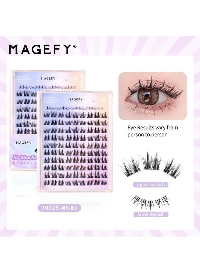 Self-Adhesive False Eyelash Kit, 108 Clusters, No Glue Or Makeup Eemover Eequired, Press-Type False Eyelashes, Pre-Attached Lash Clusters, DIY Eyelash Extension kit, Suitable For Beginners.