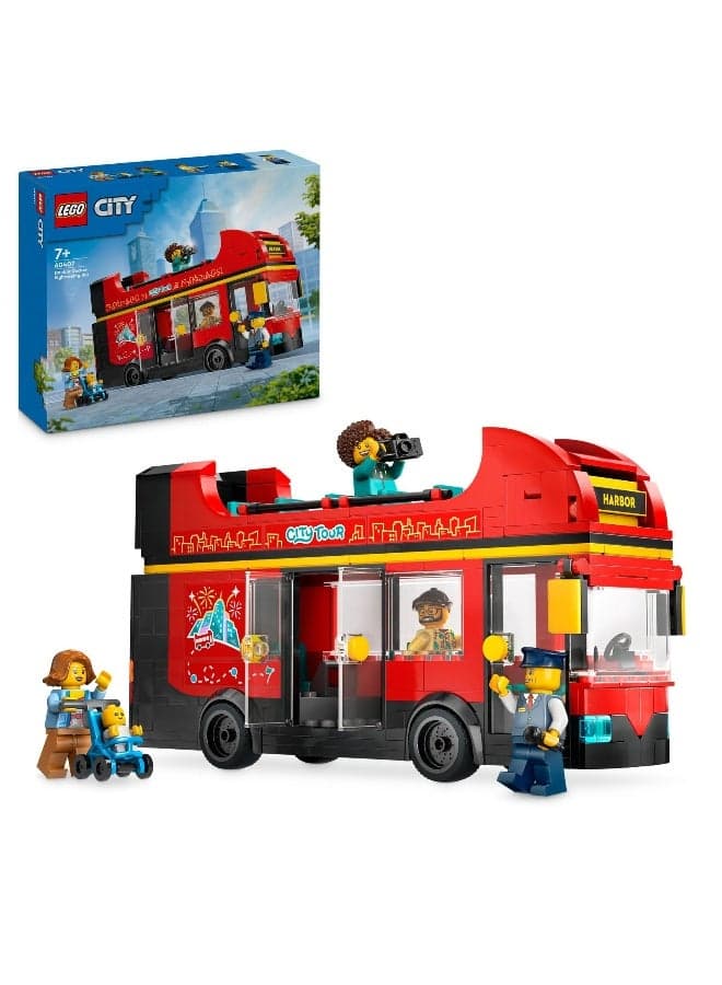 LEGO City Red Double-Decker Sightseeing Bus Toy 60407 Building Toy Set (384 Pieces)