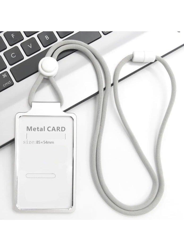 ID Card Holder Business Card Office Card Holder Photocard Holder Aluminum Alloy (Grey)