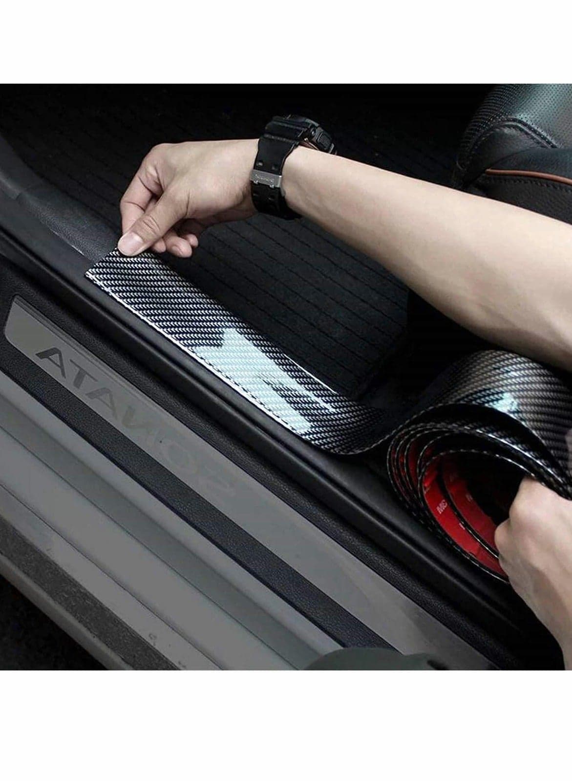 Car Door Edge Guards, Door Entry Guards Scratch Cover Protector, Carbon Fiber Rubber Car Bumper Door Guard /Rear Bumper Guard Scratch Scratch Protection Strip 100% waterproof(Width 5CM Long 2.5M)