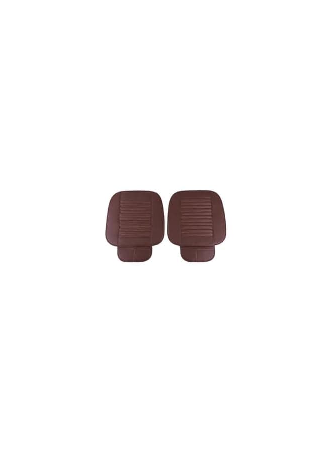 2 Pack Car Seat Covers for Front Seats, Breathable Leather Cushion Protector, Anti-Slip Driver Seat Padded with Storage Pockets, Universal Auto Interior Decoration for Most Vehicles (Coffee)