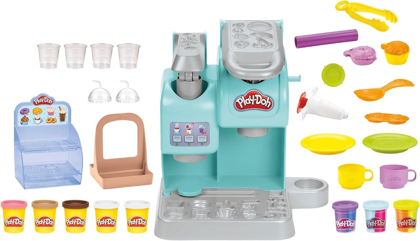 0Kitchen Creations Super Colorful Cafe Playset with 20 Accessories and 8 Modeling Compound Cans