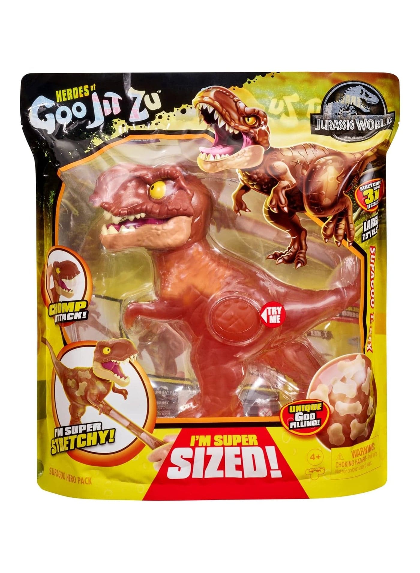 Heroes of Goo Jit Zu Jurassic World, Large SupaGoo T. Rex 7.5" Stretchy