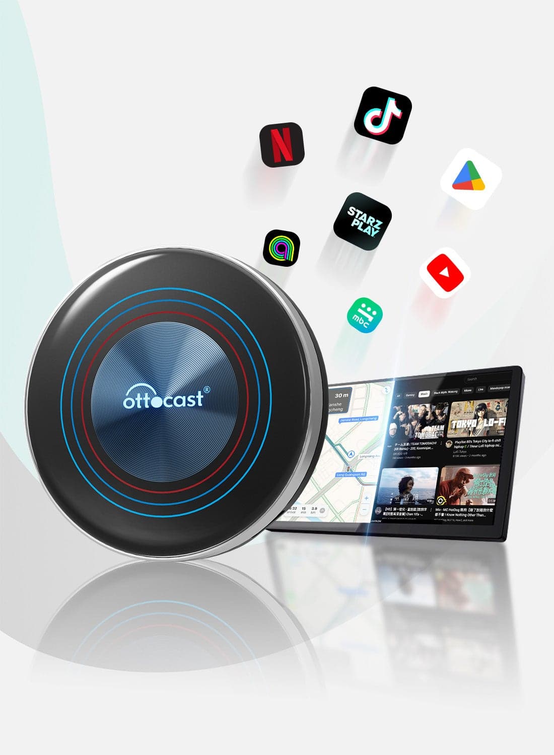 OTTOCAST I3 BMW AI Box Google Play YouTube Netflix Tiktok Disney, CarPlay TV BOX, for Car with OEM Wireless CarPlay, Supports Cloud SIM / SIM Card microSD Card