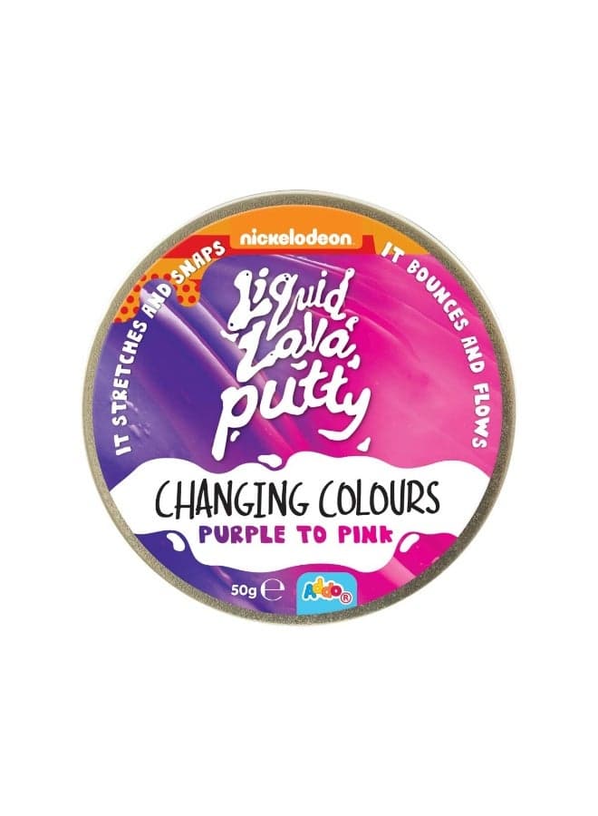 Nickelodeon Liquid Lava Putty Changing Colours 50g, Assorted 1 Piece (Style & Color May Vary) Each Sold Separately | Kids Slime | Soft & Stretchy | Creative Fun Ideas | Develops Sensory Skills | Entertaining Toy | Stress Relief Toys for Kids