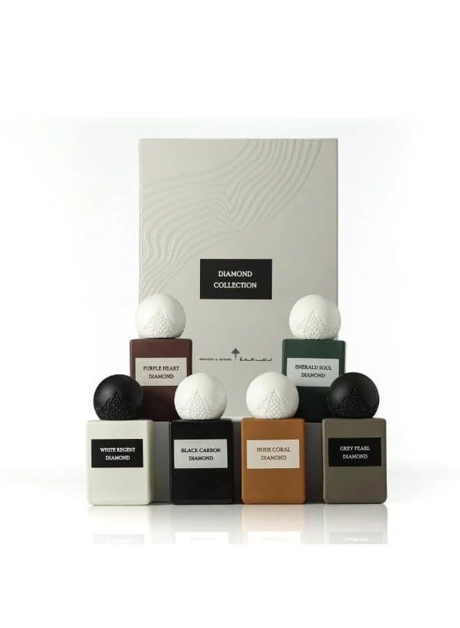 Mini Diamonds Collection Black Carbon Diamond Emerald Soul Diamond Gray Pearl Diamond White Regent Diamond Purple Heart Diamond Diamond Coral Node EDP Ibrahim Al Qurashi 10ml