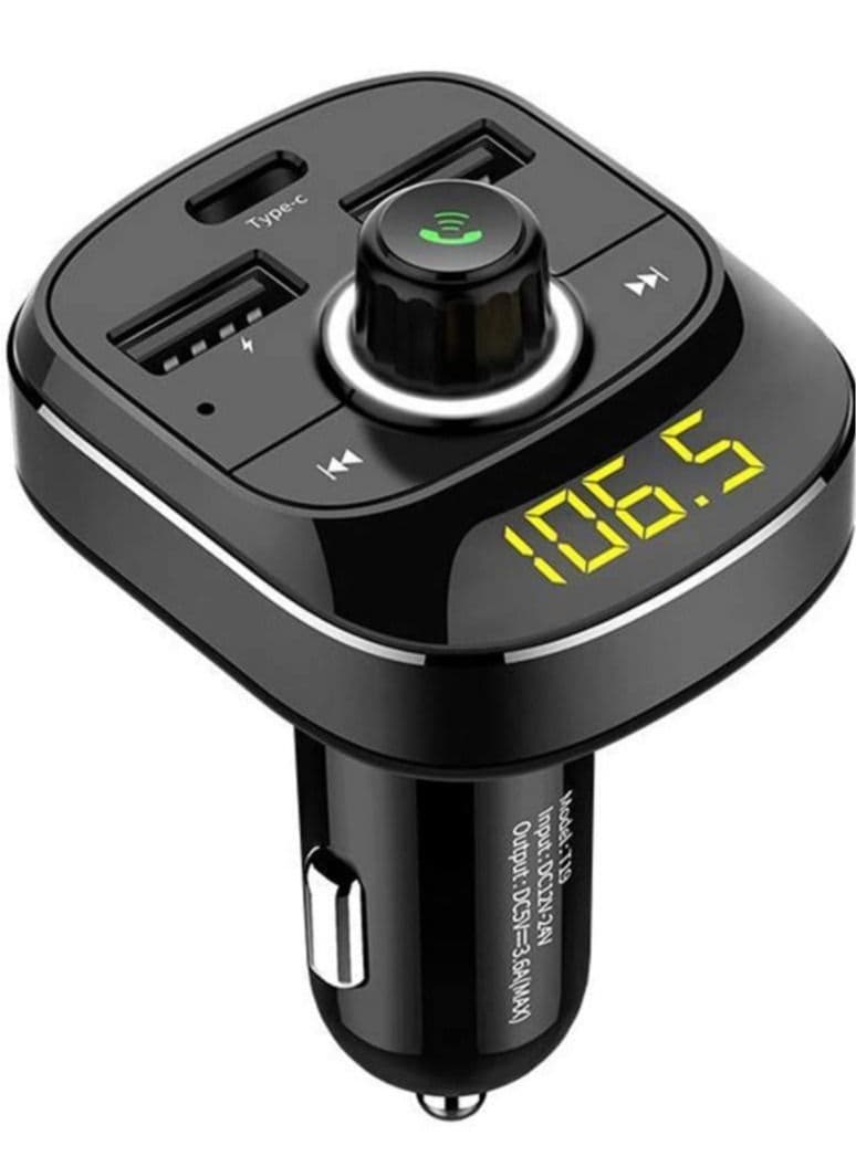 Fm Transmitter For Car, Bluetooth 5.0 Car Radio Audio Adapter With Qc3.0 Quick Charge, Pd Charge Port, Usb Drive, Tf Card, Mp3 Player, Support Hands-Free Calling, Black