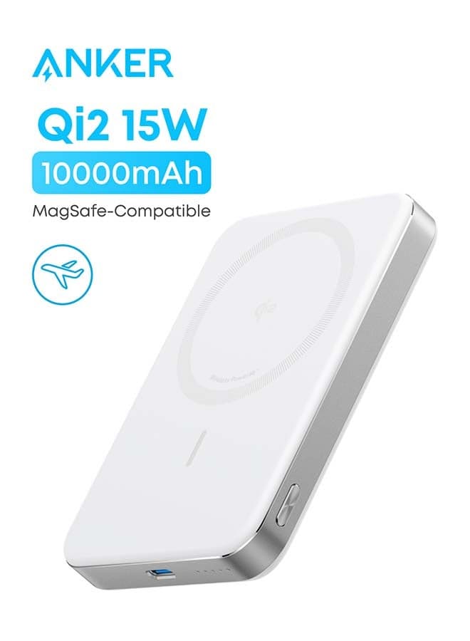 10000 mAh MagGo Power Bank, Ultra Slim 10000mAh Magnetic Battery Pack, Qi2 Certified, Portable, 15W Ultra Fast MagSafe Compatible Charger, Ergonomic Design, Only for iPhone 17/16/15/14/13 White