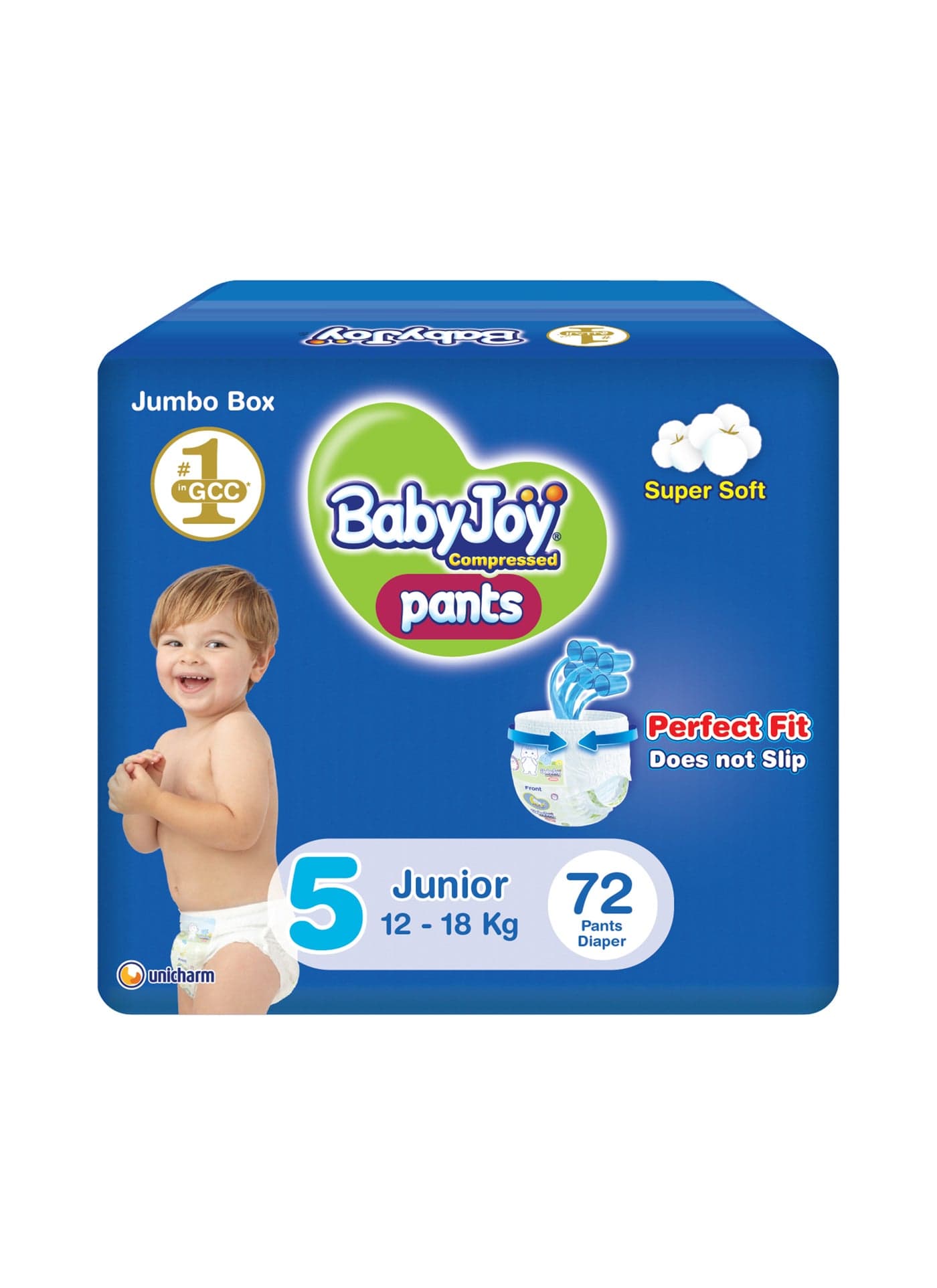 Compressed Culotte Pants Diaper, Size 5, Junior, 12-18 Kg, Jumbo Box, 72 Diapers