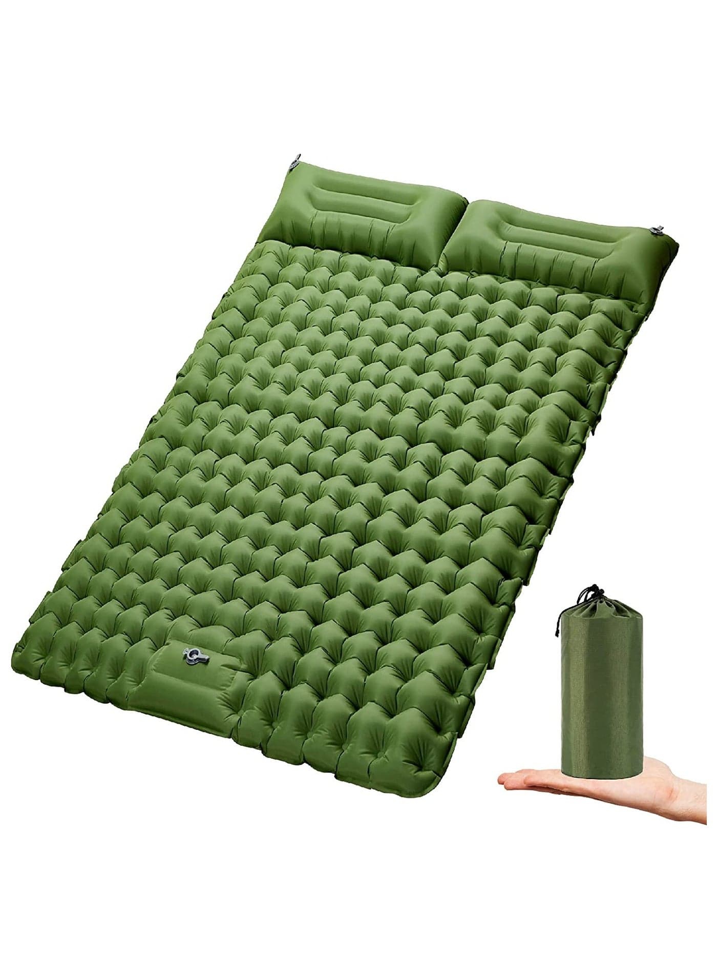 Emergency Portable Lightweight Sleeping Mat | Double Camping Sleeping Mat | Ultralight Camping Mat | With Pillow | Built-in Foot Pump | Inflatable Sleeping Mat | Camping Bed, Camping Mattress, Camping Mat, Sleeping Pad | Lightweight and Portable | Suitable for Camping, Backpacking, Hiking, Tent Camping