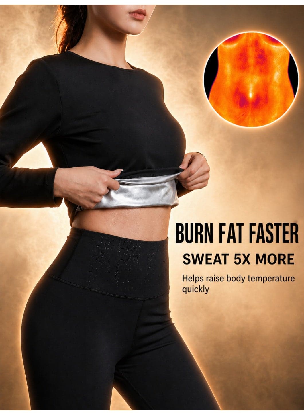 Sauna Sweat Suit Weight Loss Shapewear Top Waist Trainer Workout Sweatsuit Exercise Long Sleeve Shirt Women Girl