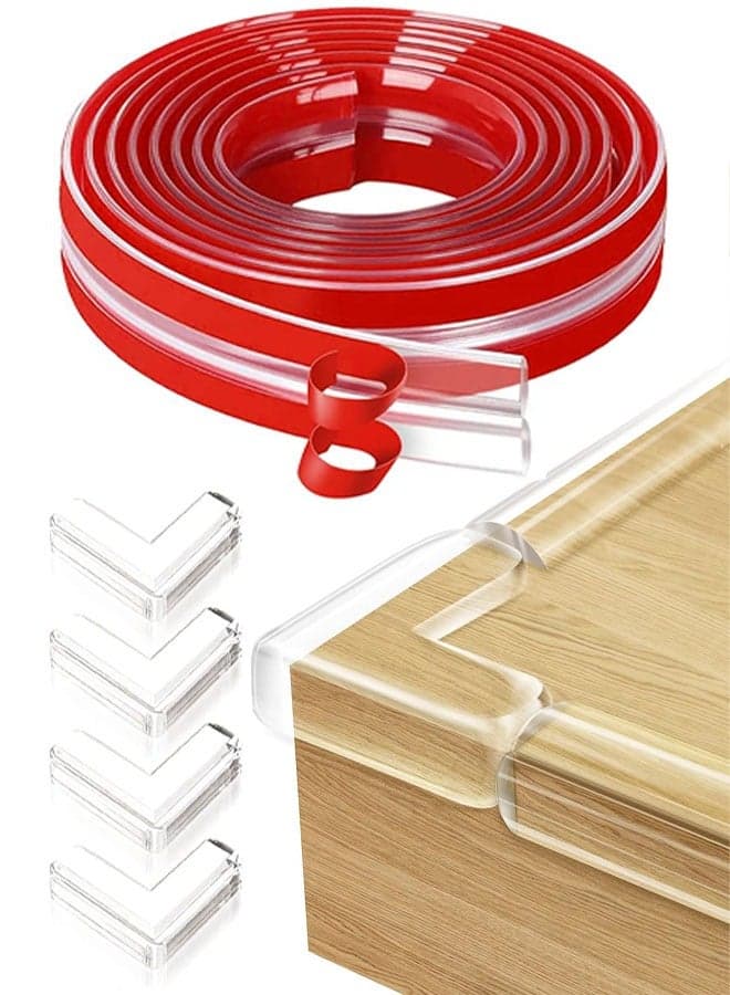 Baby Proofing Corner Protectors, 6.6ft Edge Protector Strip with 4 Pack Corner Guards Desk Soft Edge Cushion Child Safety Edge Covers Bumper for Table, Cabinets, Crib
