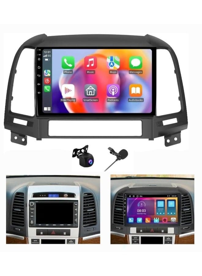 Android Car Stereo Screen For Hyundai Santa Fe 2006-2012 With Apple CarPlay Android Auto Wireless 2GB RAM 32GB Memory WiFi Bluetooth HD Camera Included