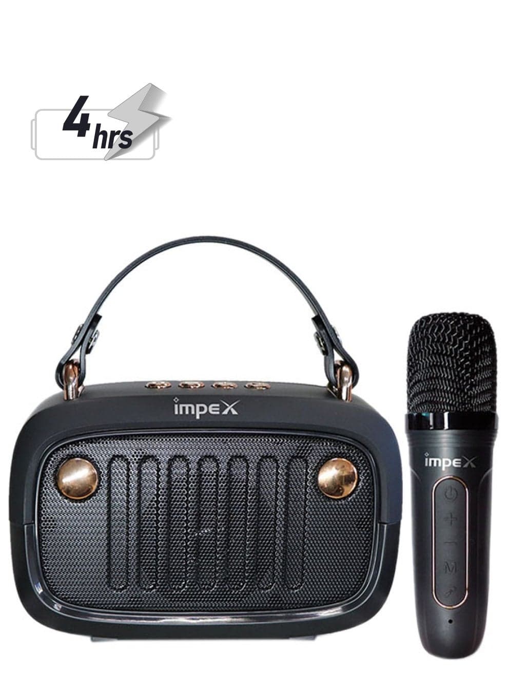 Karaoke Bluetooth Portable Speaker With Wireless Mic With Voice Modulation Black