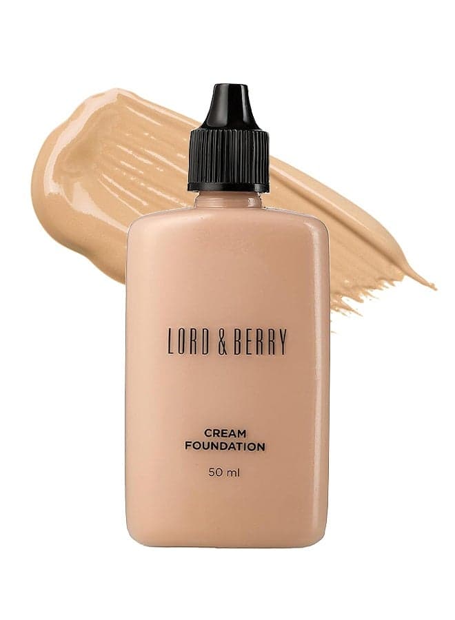 Lord & Berry CREAM FOUNDATION Fluid Foundation, Long Lasting Waterproof Coverage Foundation Enriched With Vitamin E And Argon Oil(8620# Ivory, 50ml)