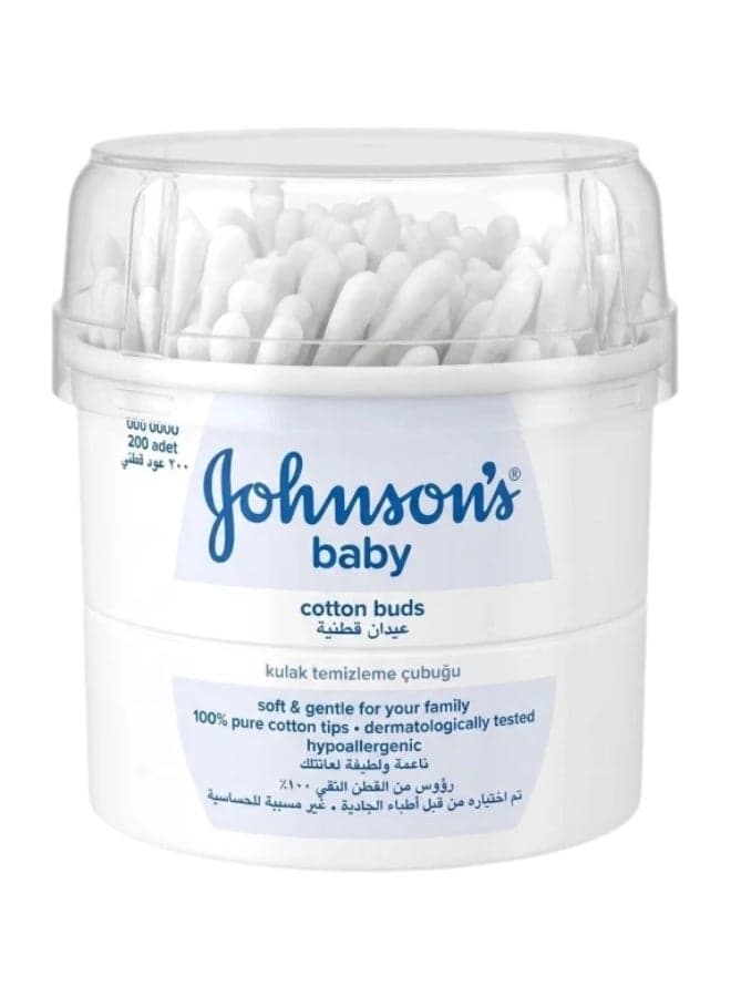 200-Piece Baby Cotton Buds Soft And Gentle Naturally Absorbant With Pure Cotton Tips