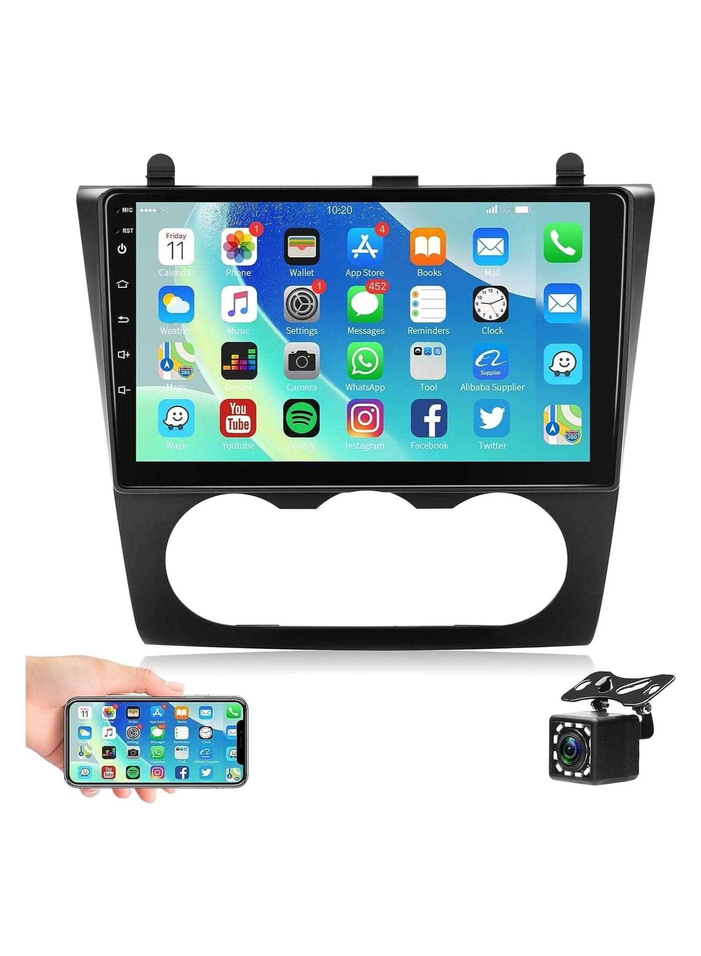 Android Car Stereo for Nissan Altima 2008 2009 2010 2011 2012 1GB RAM 32GB ROM 9 Inch MirrorLink WiFi BT, DSP IPS Touch Screen with AHD Camera Manual AC