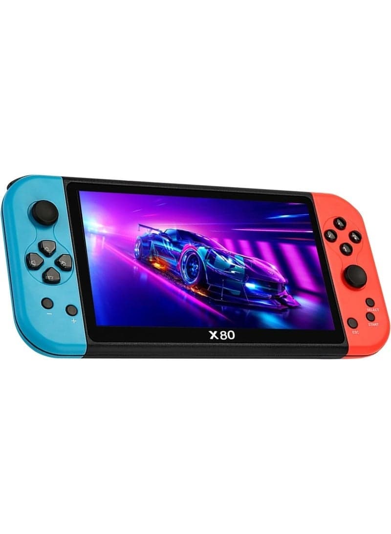 X80 Retro Handheld Game Console – 7” HD Display, 10,000+ Built-in Classic Games, Supports 10 Emulators, Expandable TF Card up to 16GB, Portable Gaming Device for Kids & Adults