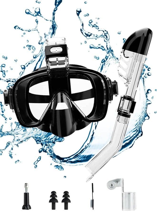 Snorkeling Mask, Diving Mask, Silicone Skirt Tempered Glass Diving Goggle, Anti-fog and Leak-proof, With Camera Mount, 180° Folding Panoramic Diving and Snorkeling Goggles, Adult Teenager Swimming Goggles, For Diving, Snorkeling, Swimming