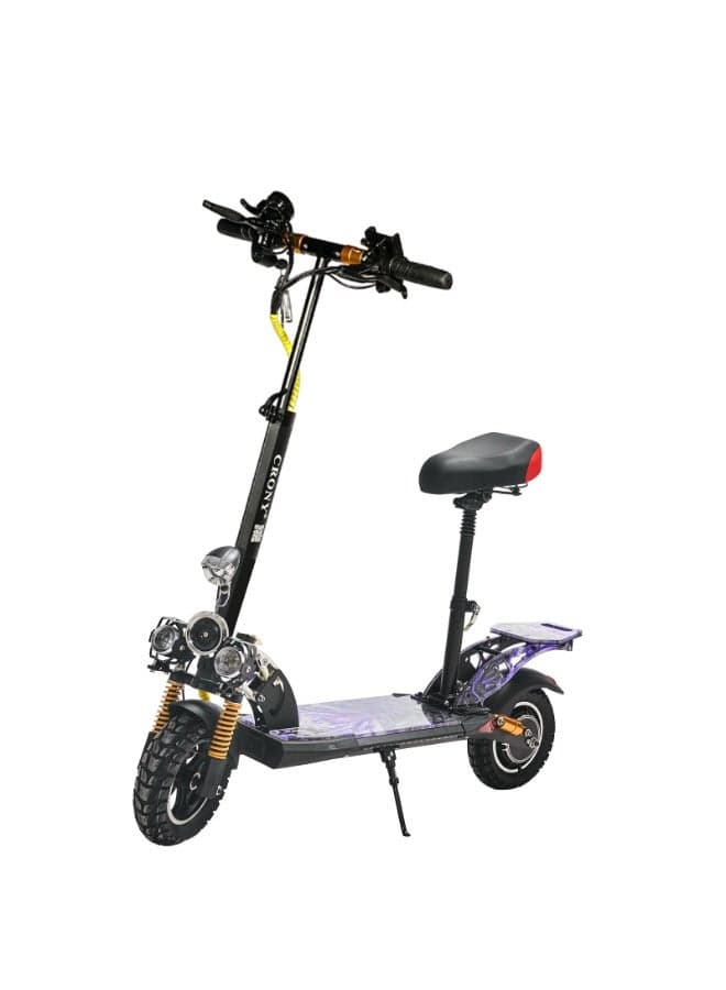 V10+ LED Electric Scooter for Adults, 1500W High-Speed Brushless Motor, 48V/12AH Battery, 68KM/H Max Speed, 45KM Range, Foldable Off-Road E-Scooter with Dual Suspension, Disc Brakes, Bluetooth Speaker, LCD Display, LED Lights, Rear-View Mirror, Aluminum Frame, Heavy Duty Urban Commuter Scooter, Portable and Smart App-Connected Mobility Solution