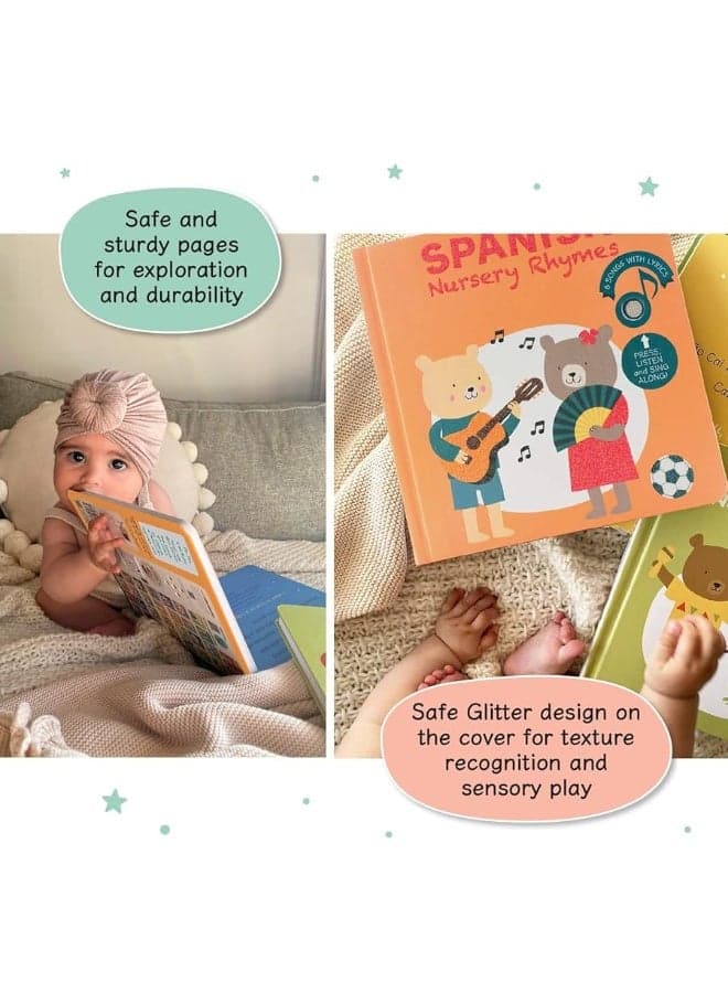 Cali's Books Spanish Nursery Rhymes. Spanish Baby Books with 6 Songs - Libros en español para Niños y Bebes. Books for 1 Year Old - Learn Spanish for Kids - Musical Books for Toddlers 1-3