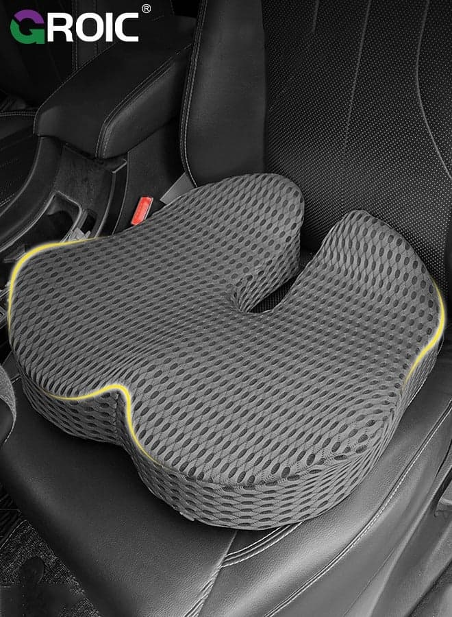 Widen Car Seat Cushion for Driving, Innovative Seat Cushion with Breathable Macropore Memory Foam for Enhanced Breathability & Support, Car Cushions for Hip Pain Relief, Improve Vision/Posture