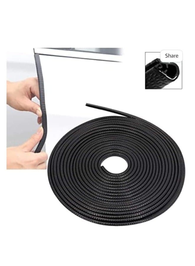 Car Door Edge Guards, Rubber Clip Seal U Shape Edge Trim Guard Protection Car Metal Door Edge Protector Strip, Fit for SUV Sedan and Most Models (16.4 Ft(5M) No Glue Required (Black)