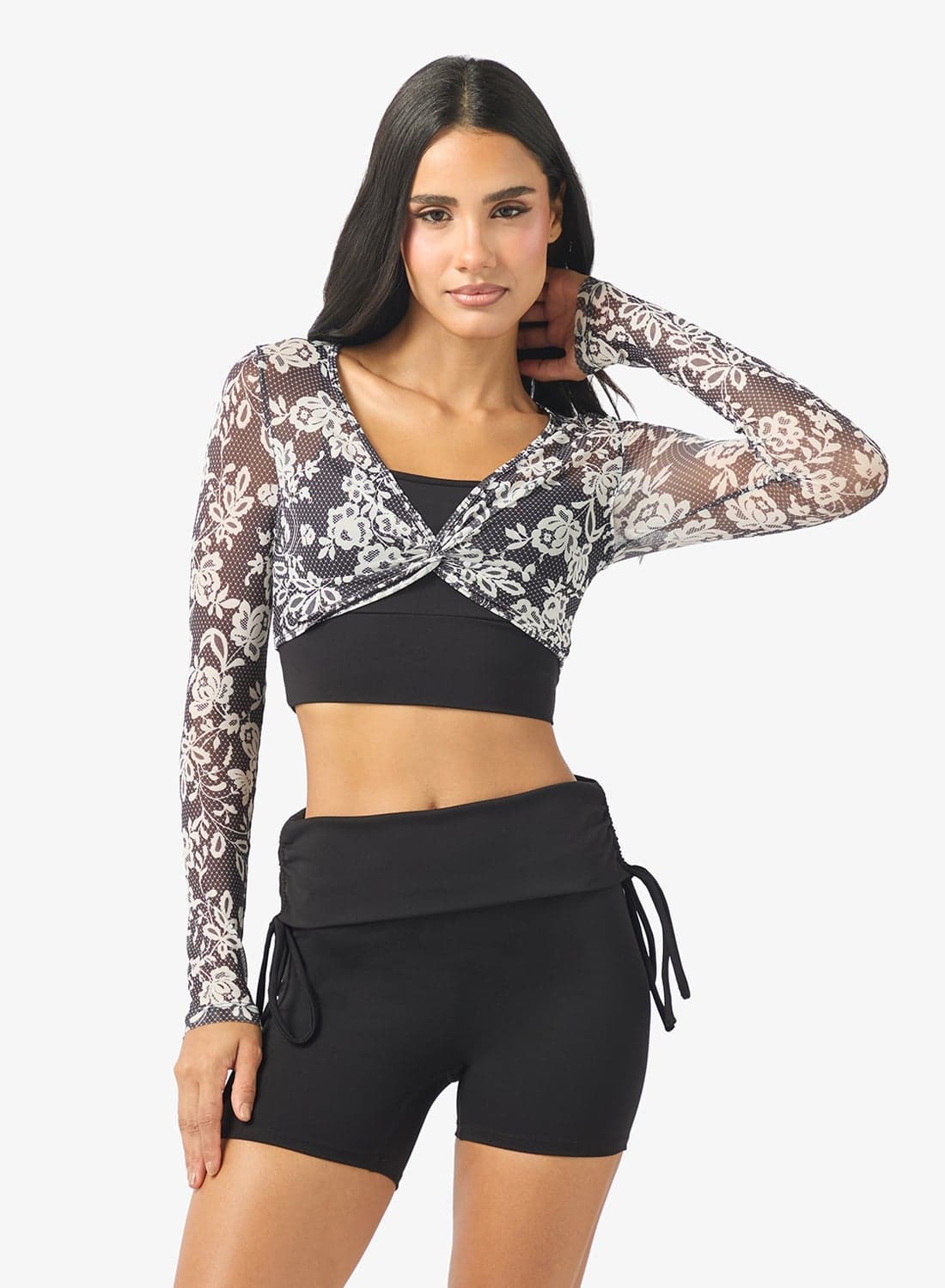 Floral Mesh Layered Top with Vest