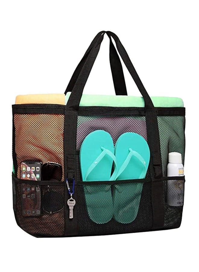 Mesh Beach Bags and Totes with Pockets Lightweight & Foldable Carry Mesh Tote Bag to Carry Towel Beach Toys for Beach, Pool, fishing, Family Picnic