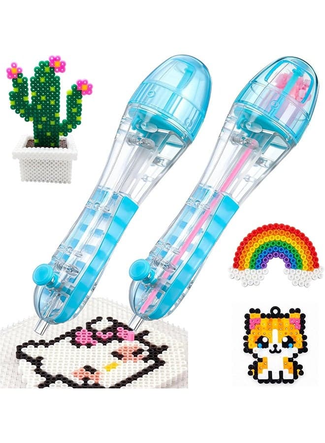 2 Pack Fuse Beads Pen for 2.6mm Beads, Transparent Pen Bead Dispenser for Holiday DIY, Family Fun & Creative Projects Time Saving Precision Placement, No Jams, High Capacity Chamber