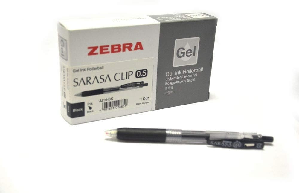 Zebra Sarasa Clip Gel Ink Rollerball Pen Set - 0.5mm Black - 12 Pieces