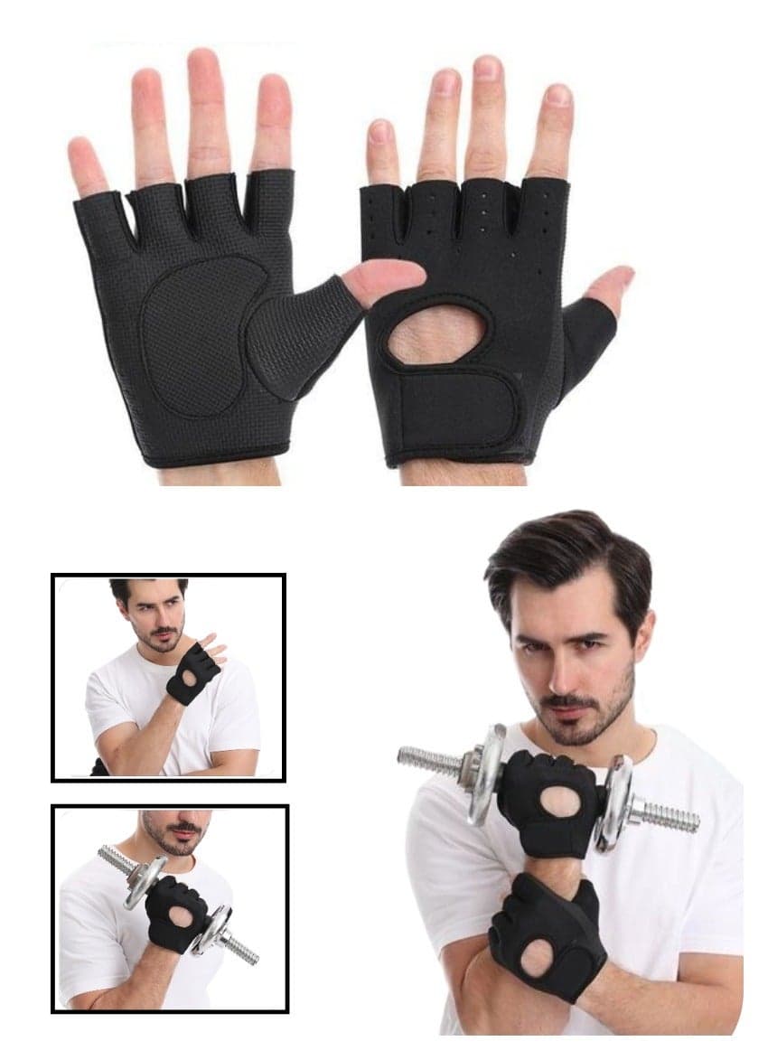 Workout Gloves, with Palm Protection, Semi Finger Training Gloves, Lightweight Gym Weight Lifting Gloves for Men/Women, Breathable Exercise, Black
