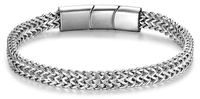 Bracelets for Men-Stainless Steel Magnetic Clasp Franco Chain Mens Bracelet