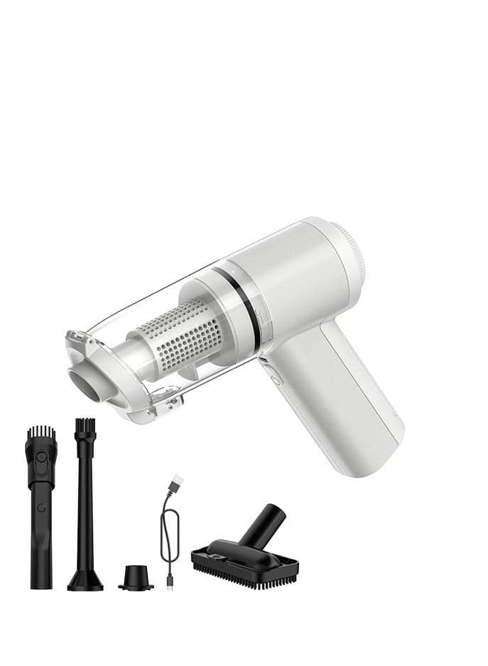 Cordless Handheld Vacuum Cleaner for Home Car Cleaning, 15000PA Strong Suction Brushless Motor, 3-in-1 Portable Mini Vacuum & Air Duster, Rechargeable Type-C Wireless Dust Buster with Multi Nozzles White