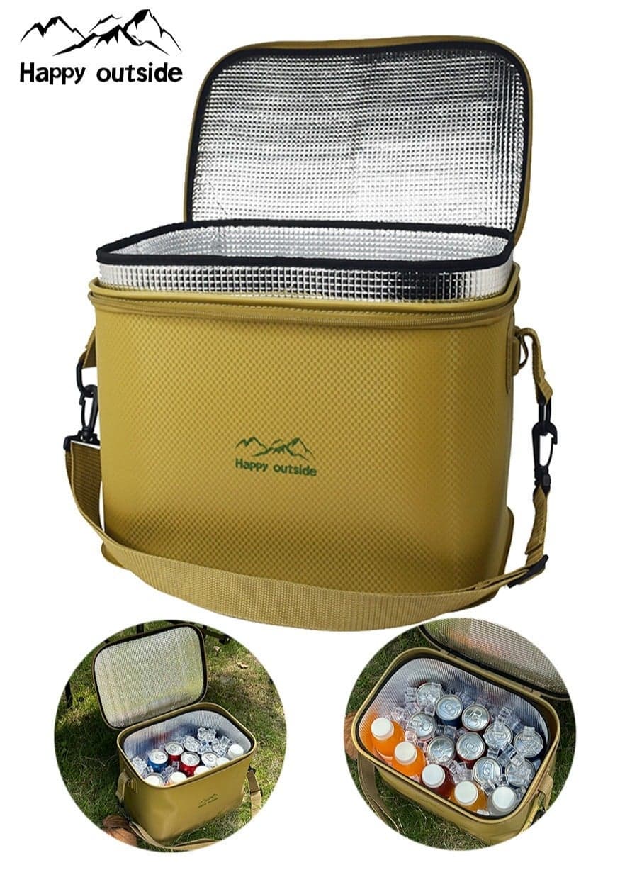 18-20L Insulated Cooler Bag, Outdoor Travel Thermal Insulation Bag, Food Refrigeration Cooler Bag, Beverage Storage Ice Pack, Picnic Basket,Lunch Bag,Camping Storage Shoulder Bag Storage Box, Thickened EVA Material, Waterproof, Leak Proof, Dirt Resistant, Durable, Mold Resistant, Antibacterial, Foldable and Portable, suitable for Home Storage and Outdoor Activities such as Hiking, Camping, Picnicking, Family Outings, etc. It can be used to keep food fresh and beverages stored in short-term refrigeration, khaki